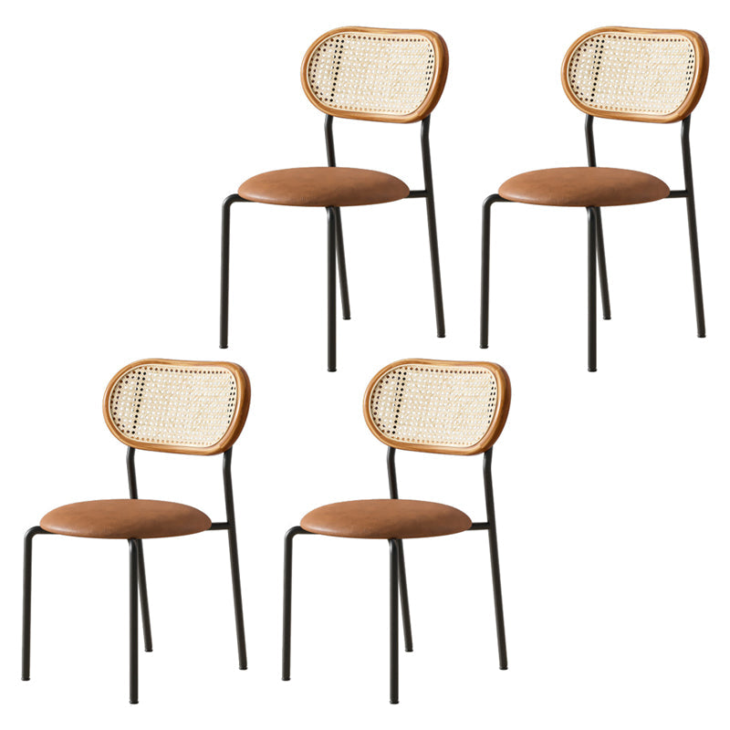 Contemporary Metal Dining Room Chairs Upholstered Armless Chair for Home Use Brown 4 Piece Set Clearhalo ' kitchen&dining_furn' 'Dining Chairs' 'Dining Tables & Seating' 'dining_chair' 'furn' 'furn_dining_chair' 'Furniture' 'furniture_dining_chair' 'Kitchen & Dining Furniture' 'kitchen' 3755770
