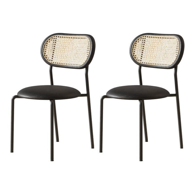 Contemporary Metal Dining Room Chairs Upholstered Armless Chair for Home Use Black 2 Piece Set Clearhalo ' kitchen&dining_furn' 'Dining Chairs' 'Dining Tables & Seating' 'dining_chair' 'furn' 'furn_dining_chair' 'Furniture' 'furniture_dining_chair' 'Kitchen & Dining Furniture' 'kitchen' 3755772