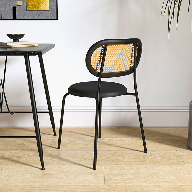 Contemporary Metal Dining Room Chairs Upholstered Armless Chair for Home Use Black 1 Piece Clearhalo ' kitchen&dining_furn' 'Dining Chairs' 'Dining Tables & Seating' 'dining_chair' 'furn' 'furn_dining_chair' 'Furniture' 'furniture_dining_chair' 'Kitchen & Dining Furniture' 'kitchen' 3755773