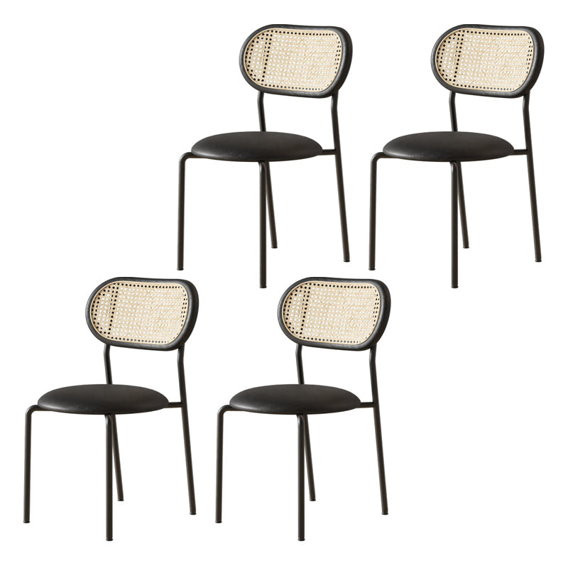 Contemporary Metal Dining Room Chairs Upholstered Armless Chair for Home Use Black 4 Piece Set Clearhalo ' kitchen&dining_furn' 'Dining Chairs' 'Dining Tables & Seating' 'dining_chair' 'furn' 'furn_dining_chair' 'Furniture' 'furniture_dining_chair' 'Kitchen & Dining Furniture' 'kitchen' 3755774