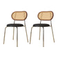 Contemporary Metal Dining Room Chairs Upholstered Armless Chair for Home Use Black-Brown 2 Piece Set Clearhalo ' kitchen&dining_furn' 'Dining Chairs' 'Dining Tables & Seating' 'dining_chair' 'furn' 'furn_dining_chair' 'Furniture' 'furniture_dining_chair' 'Kitchen & Dining Furniture' 'kitchen' 3755776