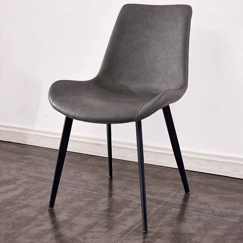 Industrial Style Leather Dining Chairs Solid Back Armless Side Chairs for Home Use Clearhalo ' kitchen&dining_furn' 'Dining Chairs' 'Dining Tables & Seating' 'dining_chair' 'furn' 'furn_dining_chair' 'Furniture' 'furniture_dining_chair' 'Kitchen & Dining Furniture' 'kitchen' 3755778