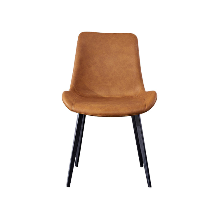 Industrial Style Leather Dining Chairs Solid Back Armless Side Chairs for Home Use Yellow 1 Piece Clearhalo ' kitchen&dining_furn' 'Dining Chairs' 'Dining Tables & Seating' 'dining_chair' 'furn' 'furn_dining_chair' 'Furniture' 'furniture_dining_chair' 'Kitchen & Dining Furniture' 'kitchen' 3755779