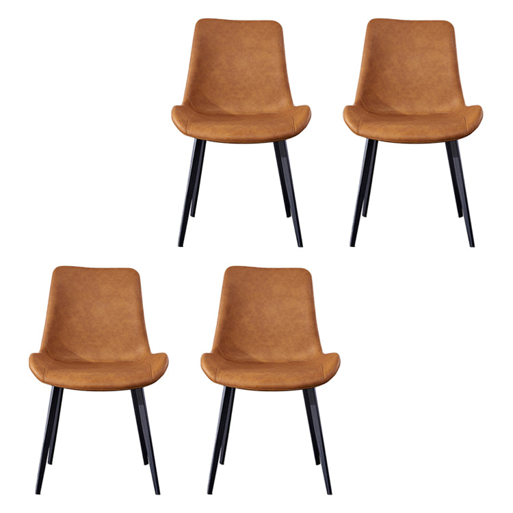 Industrial Style Leather Dining Chairs Solid Back Armless Side Chairs for Home Use Yellow 4 Piece Set Clearhalo ' kitchen&dining_furn' 'Dining Chairs' 'Dining Tables & Seating' 'dining_chair' 'furn' 'furn_dining_chair' 'Furniture' 'furniture_dining_chair' 'Kitchen & Dining Furniture' 'kitchen' 3755782