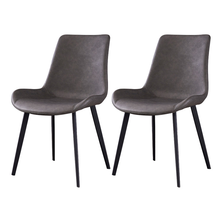 Industrial Style Leather Dining Chairs Solid Back Armless Side Chairs for Home Use Grey 2 Piece Set Clearhalo ' kitchen&dining_furn' 'Dining Chairs' 'Dining Tables & Seating' 'dining_chair' 'furn' 'furn_dining_chair' 'Furniture' 'furniture_dining_chair' 'Kitchen & Dining Furniture' 'kitchen' 3755786