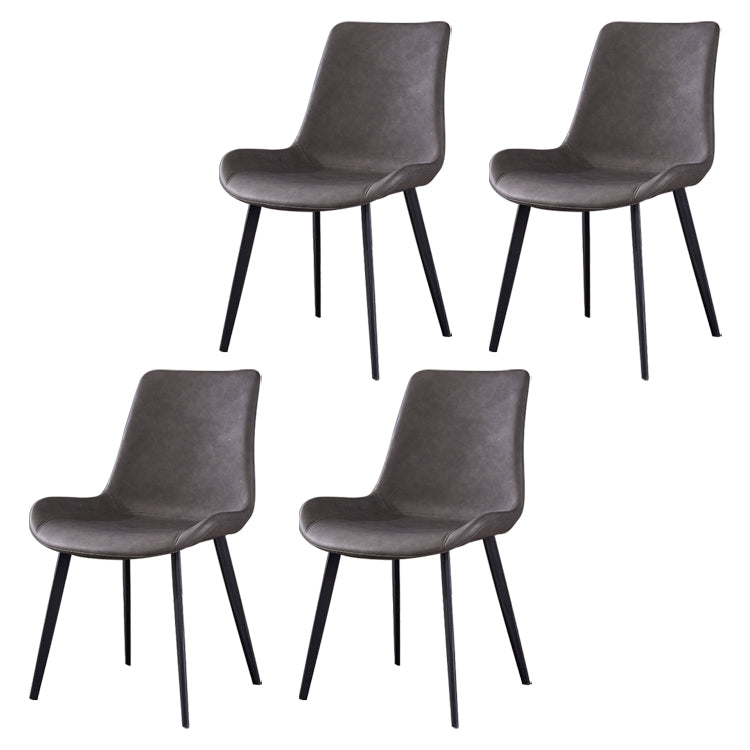 Industrial Style Leather Dining Chairs Solid Back Armless Side Chairs for Home Use Grey 4 Piece Set Clearhalo ' kitchen&dining_furn' 'Dining Chairs' 'Dining Tables & Seating' 'dining_chair' 'furn' 'furn_dining_chair' 'Furniture' 'furniture_dining_chair' 'Kitchen & Dining Furniture' 'kitchen' 3755788