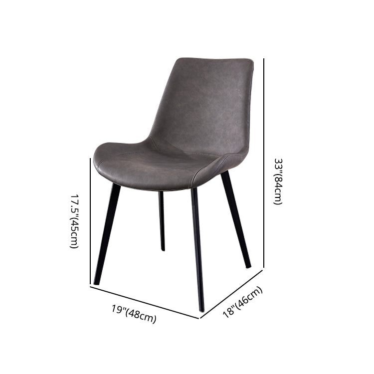 Industrial Style Leather Dining Chairs Solid Back Armless Side Chairs for Home Use Clearhalo ' kitchen&dining_furn' 'Dining Chairs' 'Dining Tables & Seating' 'dining_chair' 'furn' 'furn_dining_chair' 'Furniture' 'furniture_dining_chair' 'Kitchen & Dining Furniture' 'kitchen' 3755793