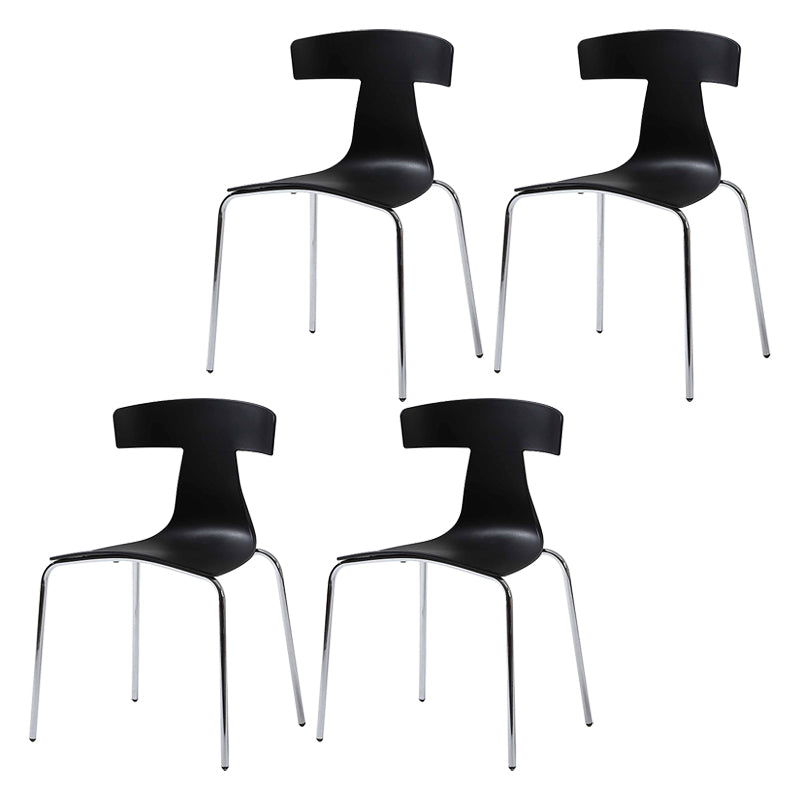 Contemporary Style Metal Chair Set Slat Back Side Kitchen Dining Chair Black 4 Piece Set Clearhalo ' kitchen&dining_furn' 'Dining Chairs' 'Dining Tables & Seating' 'dining_chair' 'furn' 'furn_dining_chair' 'Furniture' 'furniture_dining_chair' 'Kitchen & Dining Furniture' 'kitchen' 3755796
