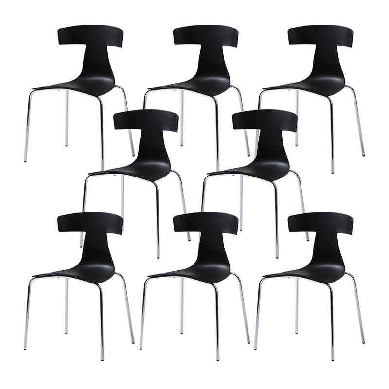 Contemporary Style Metal Chair Set Slat Back Side Kitchen Dining Chair Black 8 Piece Set Clearhalo ' kitchen&dining_furn' 'Dining Chairs' 'Dining Tables & Seating' 'dining_chair' 'furn' 'furn_dining_chair' 'Furniture' 'furniture_dining_chair' 'Kitchen & Dining Furniture' 'kitchen' 3755797