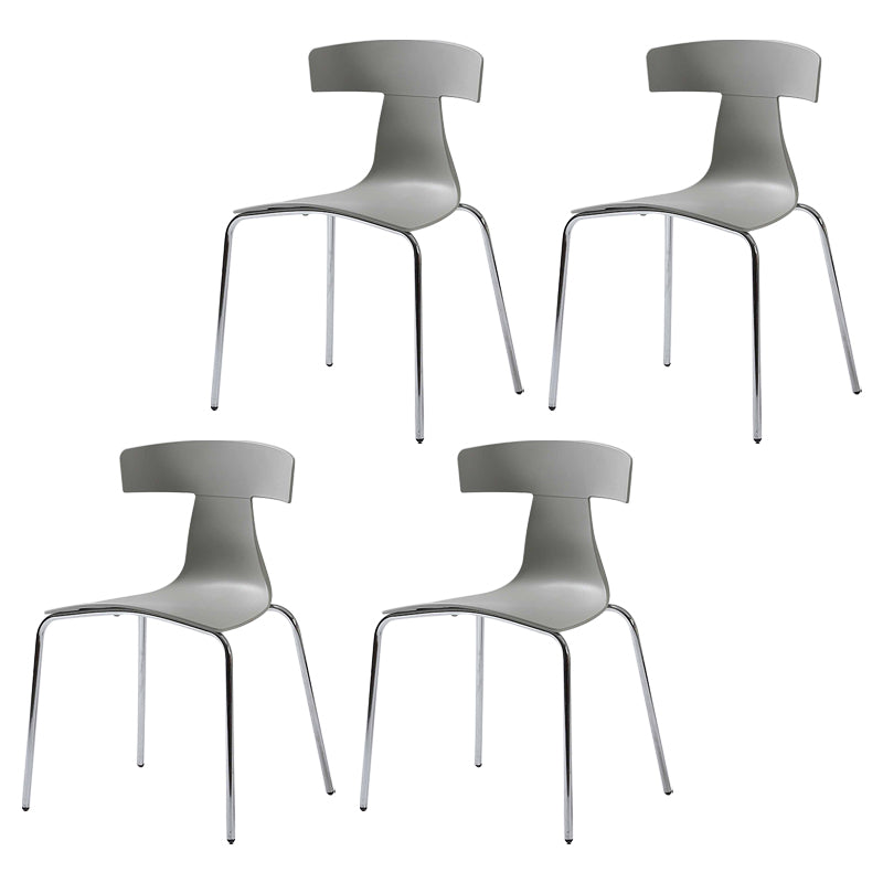 Contemporary Style Metal Chair Set Slat Back Side Kitchen Dining Chair Light Gray 4 Piece Set Clearhalo ' kitchen&dining_furn' 'Dining Chairs' 'Dining Tables & Seating' 'dining_chair' 'furn' 'furn_dining_chair' 'Furniture' 'furniture_dining_chair' 'Kitchen & Dining Furniture' 'kitchen' 3755803
