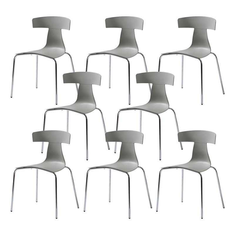 Contemporary Style Metal Chair Set Slat Back Side Kitchen Dining Chair Light Gray 8 Piece Set Clearhalo ' kitchen&dining_furn' 'Dining Chairs' 'Dining Tables & Seating' 'dining_chair' 'furn' 'furn_dining_chair' 'Furniture' 'furniture_dining_chair' 'Kitchen & Dining Furniture' 'kitchen' 3755806