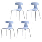 Contemporary Style Metal Chair Set Slat Back Side Kitchen Dining Chair Light Blue 4 Piece Set Clearhalo ' kitchen&dining_furn' 'Dining Chairs' 'Dining Tables & Seating' 'dining_chair' 'furn' 'furn_dining_chair' 'Furniture' 'furniture_dining_chair' 'Kitchen & Dining Furniture' 'kitchen' 3755807