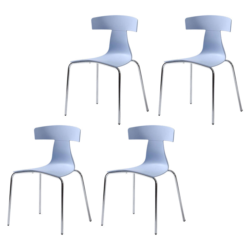 Contemporary Style Metal Chair Set Slat Back Side Kitchen Dining Chair Light Blue 4 Piece Set Clearhalo ' kitchen&dining_furn' 'Dining Chairs' 'Dining Tables & Seating' 'dining_chair' 'furn' 'furn_dining_chair' 'Furniture' 'furniture_dining_chair' 'Kitchen & Dining Furniture' 'kitchen' 3755807