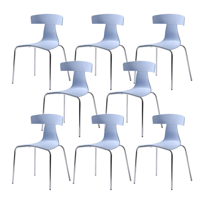 Contemporary Style Metal Chair Set Slat Back Side Kitchen Dining Chair Light Blue 8 Piece Set Clearhalo ' kitchen&dining_furn' 'Dining Chairs' 'Dining Tables & Seating' 'dining_chair' 'furn' 'furn_dining_chair' 'Furniture' 'furniture_dining_chair' 'Kitchen & Dining Furniture' 'kitchen' 3755809