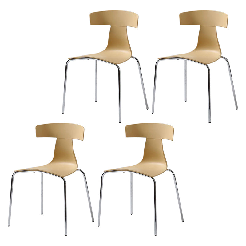 Contemporary Style Metal Chair Set Slat Back Side Kitchen Dining Chair Khaki 4 Piece Set Clearhalo ' kitchen&dining_furn' 'Dining Chairs' 'Dining Tables & Seating' 'dining_chair' 'furn' 'furn_dining_chair' 'Furniture' 'furniture_dining_chair' 'Kitchen & Dining Furniture' 'kitchen' 3755812