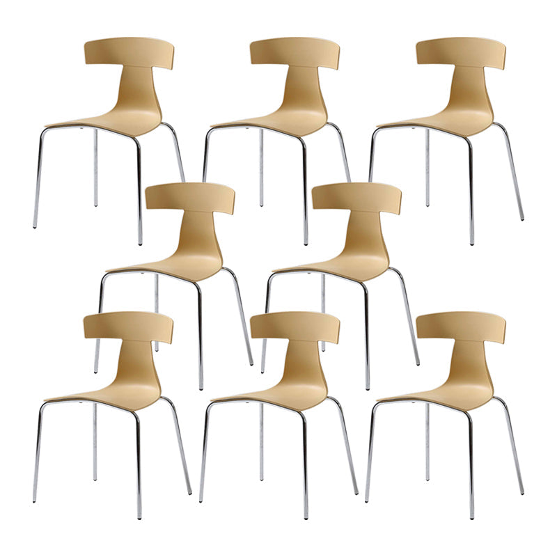 Contemporary Style Metal Chair Set Slat Back Side Kitchen Dining Chair Khaki 8 Piece Set Clearhalo ' kitchen&dining_furn' 'Dining Chairs' 'Dining Tables & Seating' 'dining_chair' 'furn' 'furn_dining_chair' 'Furniture' 'furniture_dining_chair' 'Kitchen & Dining Furniture' 'kitchen' 3755814