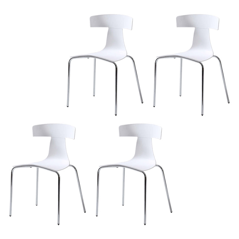 Contemporary Style Metal Chair Set Slat Back Side Kitchen Dining Chair White 4 Piece Set Clearhalo ' kitchen&dining_furn' 'Dining Chairs' 'Dining Tables & Seating' 'dining_chair' 'furn' 'furn_dining_chair' 'Furniture' 'furniture_dining_chair' 'Kitchen & Dining Furniture' 'kitchen' 3755819