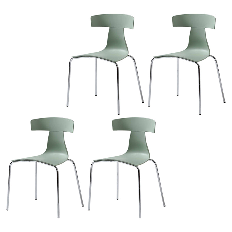 Contemporary Style Metal Chair Set Slat Back Side Kitchen Dining Chair Light Green 4 Piece Set Clearhalo ' kitchen&dining_furn' 'Dining Chairs' 'Dining Tables & Seating' 'dining_chair' 'furn' 'furn_dining_chair' 'Furniture' 'furniture_dining_chair' 'Kitchen & Dining Furniture' 'kitchen' 3755821