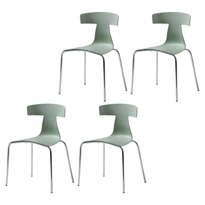 Contemporary Style Metal Chair Set Slat Back Side Kitchen Dining Chair Light Green 4 Piece Set Clearhalo ' kitchen&dining_furn' 'Dining Chairs' 'Dining Tables & Seating' 'dining_chair' 'furn' 'furn_dining_chair' 'Furniture' 'furniture_dining_chair' 'Kitchen & Dining Furniture' 'kitchen' 3755821