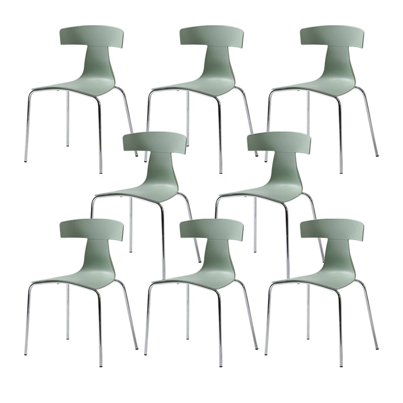Contemporary Style Metal Chair Set Slat Back Side Kitchen Dining Chair Light Green 8 Piece Set Clearhalo ' kitchen&dining_furn' 'Dining Chairs' 'Dining Tables & Seating' 'dining_chair' 'furn' 'furn_dining_chair' 'Furniture' 'furniture_dining_chair' 'Kitchen & Dining Furniture' 'kitchen' 3755822
