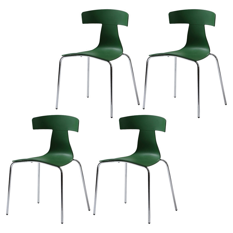 Contemporary Style Metal Chair Set Slat Back Side Kitchen Dining Chair Dark Green 4 Piece Set Clearhalo ' kitchen&dining_furn' 'Dining Chairs' 'Dining Tables & Seating' 'dining_chair' 'furn' 'furn_dining_chair' 'Furniture' 'furniture_dining_chair' 'Kitchen & Dining Furniture' 'kitchen' 3755823