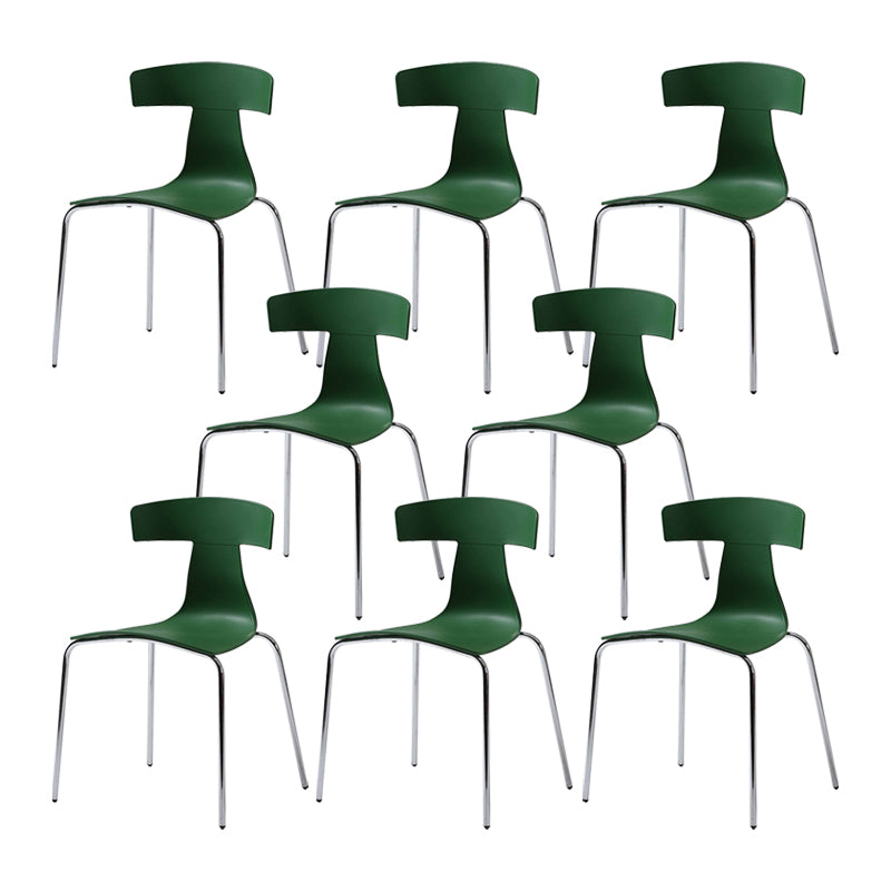 Contemporary Style Metal Chair Set Slat Back Side Kitchen Dining Chair Dark Green 8 Piece Set Clearhalo ' kitchen&dining_furn' 'Dining Chairs' 'Dining Tables & Seating' 'dining_chair' 'furn' 'furn_dining_chair' 'Furniture' 'furniture_dining_chair' 'Kitchen & Dining Furniture' 'kitchen' 3755824