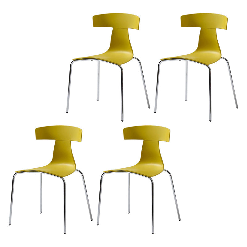 Contemporary Style Metal Chair Set Slat Back Side Kitchen Dining Chair Yellow 4 Piece Set Clearhalo ' kitchen&dining_furn' 'Dining Chairs' 'Dining Tables & Seating' 'dining_chair' 'furn' 'furn_dining_chair' 'Furniture' 'furniture_dining_chair' 'Kitchen & Dining Furniture' 'kitchen' 3755825