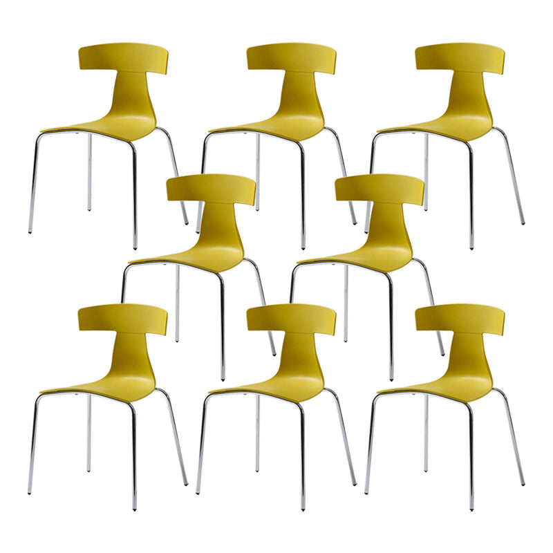 Contemporary Style Metal Chair Set Slat Back Side Kitchen Dining Chair Yellow 8 Piece Set Clearhalo ' kitchen&dining_furn' 'Dining Chairs' 'Dining Tables & Seating' 'dining_chair' 'furn' 'furn_dining_chair' 'Furniture' 'furniture_dining_chair' 'Kitchen & Dining Furniture' 'kitchen' 3755826