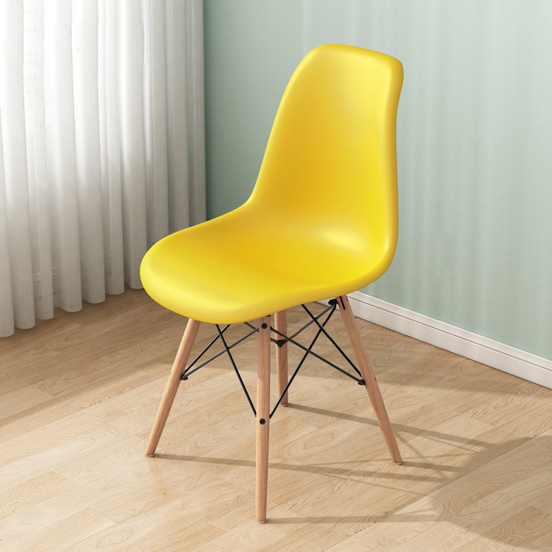 Contemporary Indoor-Outdoor Plastic Side Chair Dining Room Armless Solid Back Chair Yellow 1 Piece Clearhalo ' kitchen&dining_furn' 'Dining Chairs' 'Dining Tables & Seating' 'dining_chair' 'Furniture' 'furniture_dining_chair' 'Kitchen & Dining Furniture' 'kitchen' 3755828