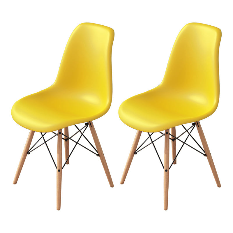 Contemporary Indoor-Outdoor Plastic Side Chair Dining Room Armless Solid Back Chair Yellow Set of 2 Clearhalo ' kitchen&dining_furn' 'Dining Chairs' 'Dining Tables & Seating' 'dining_chair' 'Furniture' 'furniture_dining_chair' 'Kitchen & Dining Furniture' 'kitchen' 3755829