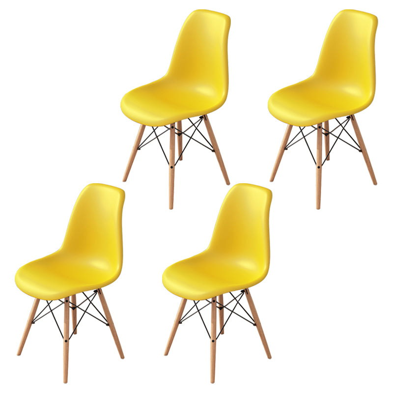 Contemporary Indoor-Outdoor Plastic Side Chair Dining Room Armless Solid Back Chair Yellow Set of 4 Clearhalo ' kitchen&dining_furn' 'Dining Chairs' 'Dining Tables & Seating' 'dining_chair' 'Furniture' 'furniture_dining_chair' 'Kitchen & Dining Furniture' 'kitchen' 3755831