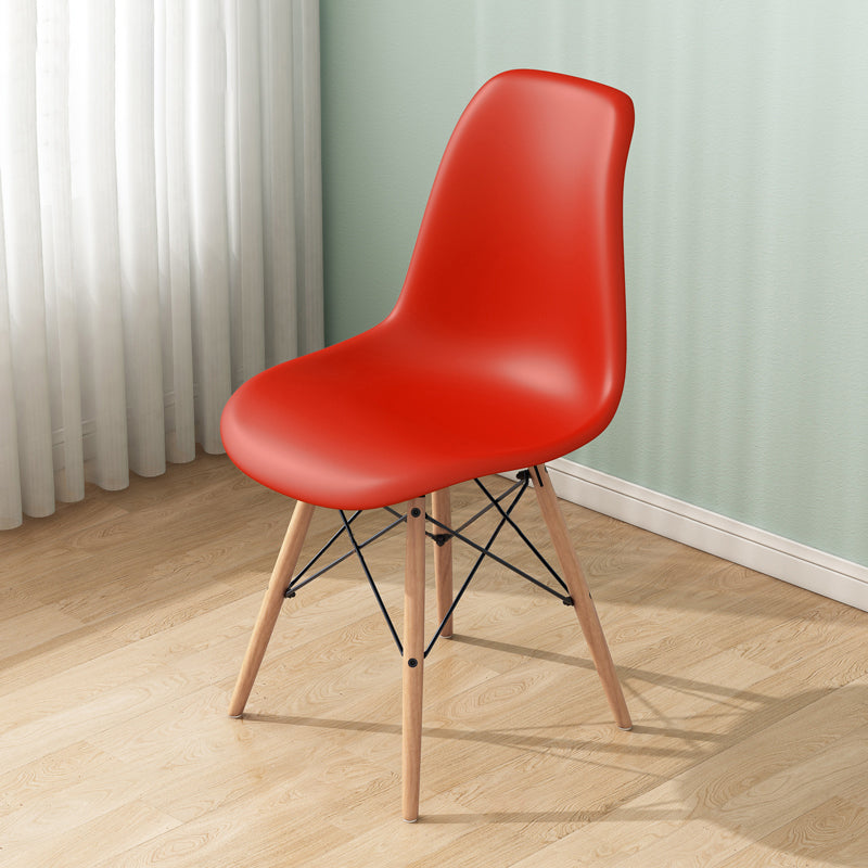 Contemporary Indoor-Outdoor Plastic Side Chair Dining Room Armless Solid Back Chair Red 1 Piece Clearhalo ' kitchen&dining_furn' 'Dining Chairs' 'Dining Tables & Seating' 'dining_chair' 'Furniture' 'furniture_dining_chair' 'Kitchen & Dining Furniture' 'kitchen' 3755833