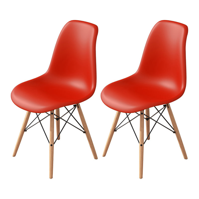 Contemporary Indoor-Outdoor Plastic Side Chair Dining Room Armless Solid Back Chair Red Set of 2 Clearhalo ' kitchen&dining_furn' 'Dining Chairs' 'Dining Tables & Seating' 'dining_chair' 'Furniture' 'furniture_dining_chair' 'Kitchen & Dining Furniture' 'kitchen' 3755835