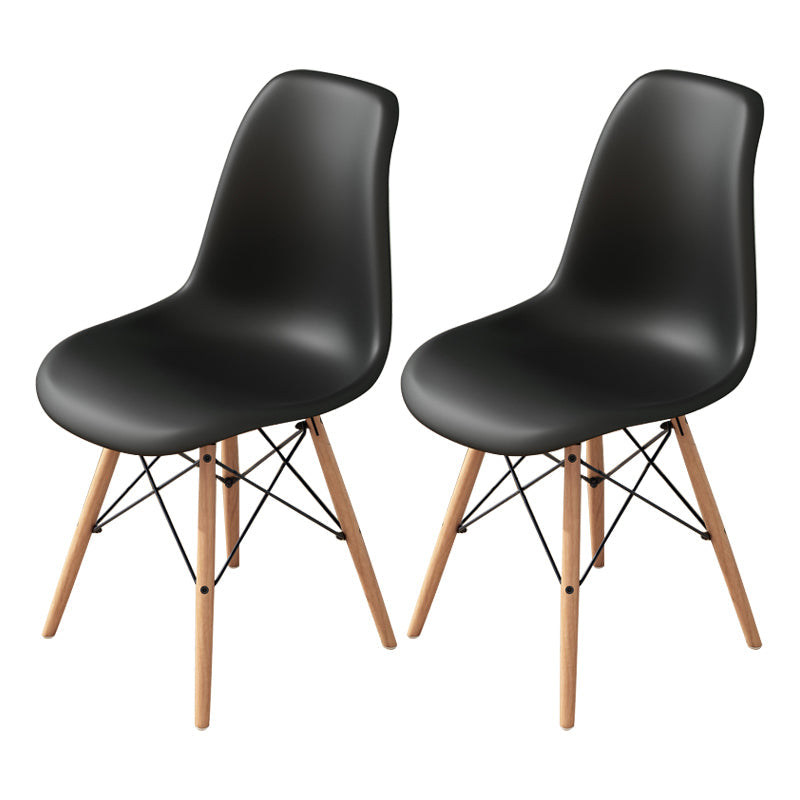 Contemporary Indoor-Outdoor Plastic Side Chair Dining Room Armless Solid Back Chair Black Set of 2 Clearhalo ' kitchen&dining_furn' 'Dining Chairs' 'Dining Tables & Seating' 'dining_chair' 'Furniture' 'furniture_dining_chair' 'Kitchen & Dining Furniture' 'kitchen' 3755841