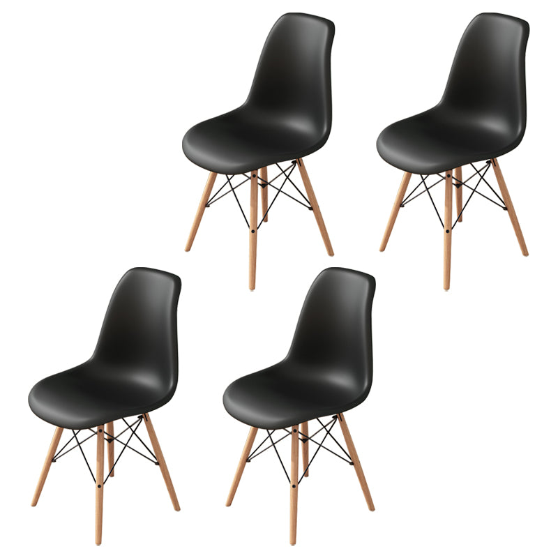 Contemporary Indoor-Outdoor Plastic Side Chair Dining Room Armless Solid Back Chair Black Set of 4 Clearhalo ' kitchen&dining_furn' 'Dining Chairs' 'Dining Tables & Seating' 'dining_chair' 'Furniture' 'furniture_dining_chair' 'Kitchen & Dining Furniture' 'kitchen' 3755844