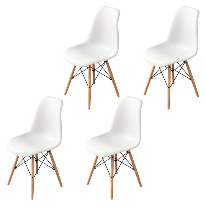 Contemporary Indoor-Outdoor Plastic Side Chair Dining Room Armless Solid Back Chair White Set of 4 Clearhalo ' kitchen&dining_furn' 'Dining Chairs' 'Dining Tables & Seating' 'dining_chair' 'Furniture' 'furniture_dining_chair' 'Kitchen & Dining Furniture' 'kitchen' 3755846