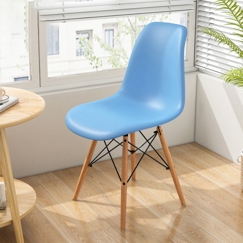 Contemporary Indoor-Outdoor Plastic Side Chair Dining Room Armless Solid Back Chair Blue 1 Piece Clearhalo ' kitchen&dining_furn' 'Dining Chairs' 'Dining Tables & Seating' 'dining_chair' 'Furniture' 'furniture_dining_chair' 'Kitchen & Dining Furniture' 'kitchen' 3755847