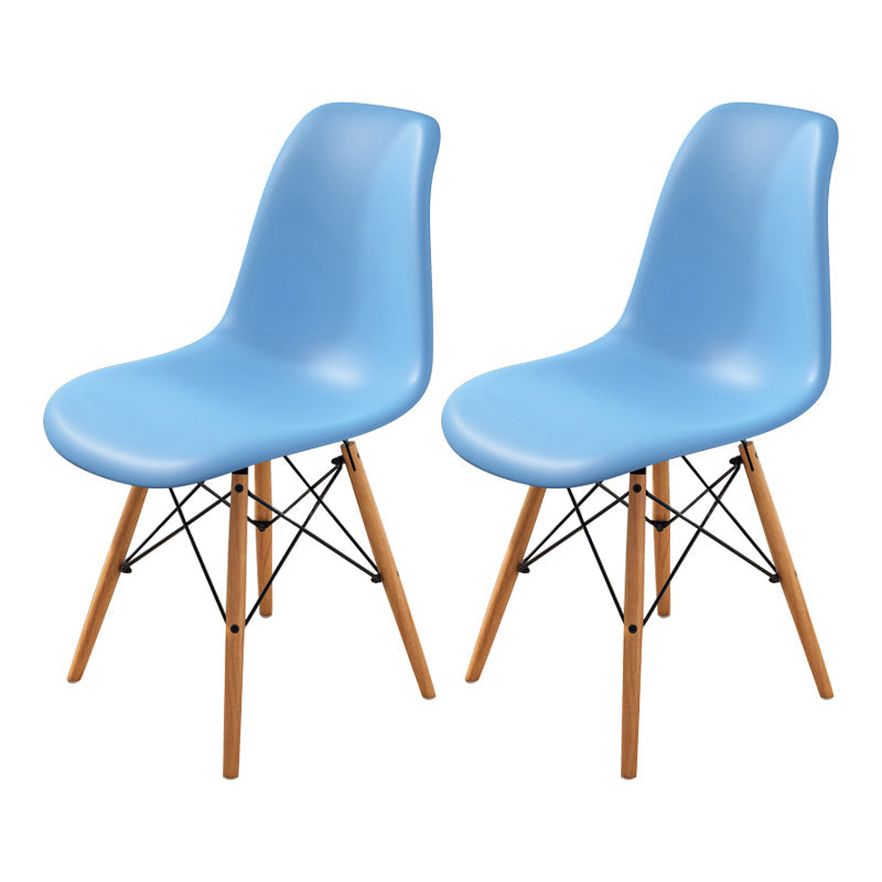 Contemporary Indoor-Outdoor Plastic Side Chair Dining Room Armless Solid Back Chair Blue Set of 2 Clearhalo ' kitchen&dining_furn' 'Dining Chairs' 'Dining Tables & Seating' 'dining_chair' 'Furniture' 'furniture_dining_chair' 'Kitchen & Dining Furniture' 'kitchen' 3755848