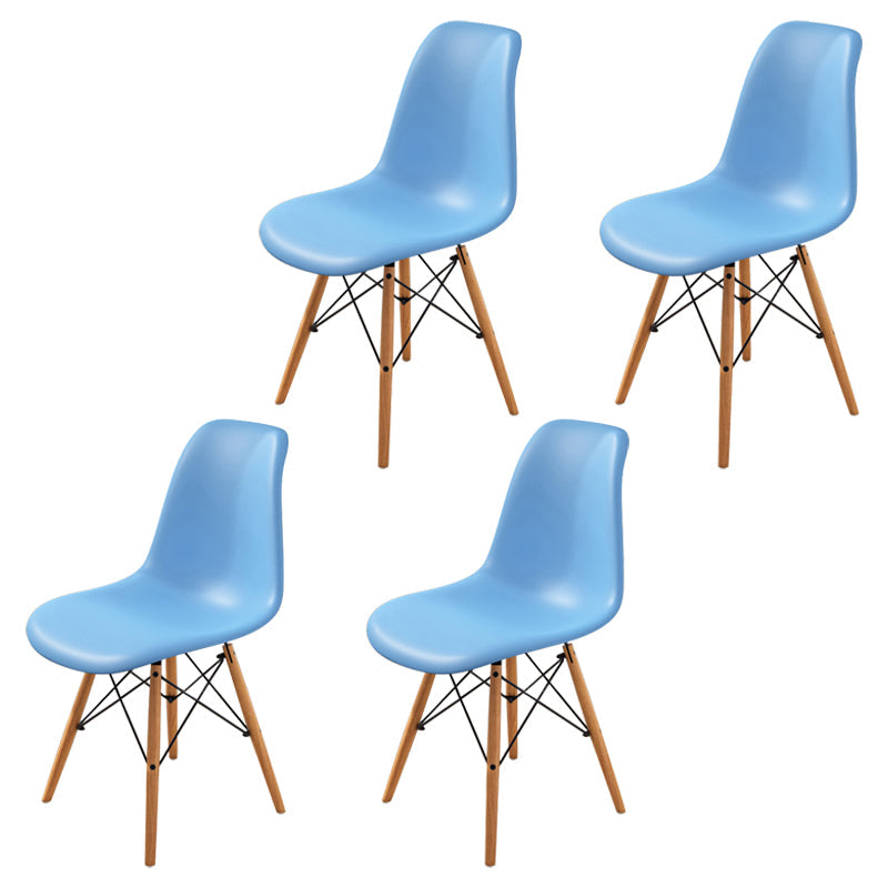 Contemporary Indoor-Outdoor Plastic Side Chair Dining Room Armless Solid Back Chair Blue Set of 4 Clearhalo ' kitchen&dining_furn' 'Dining Chairs' 'Dining Tables & Seating' 'dining_chair' 'Furniture' 'furniture_dining_chair' 'Kitchen & Dining Furniture' 'kitchen' 3755849