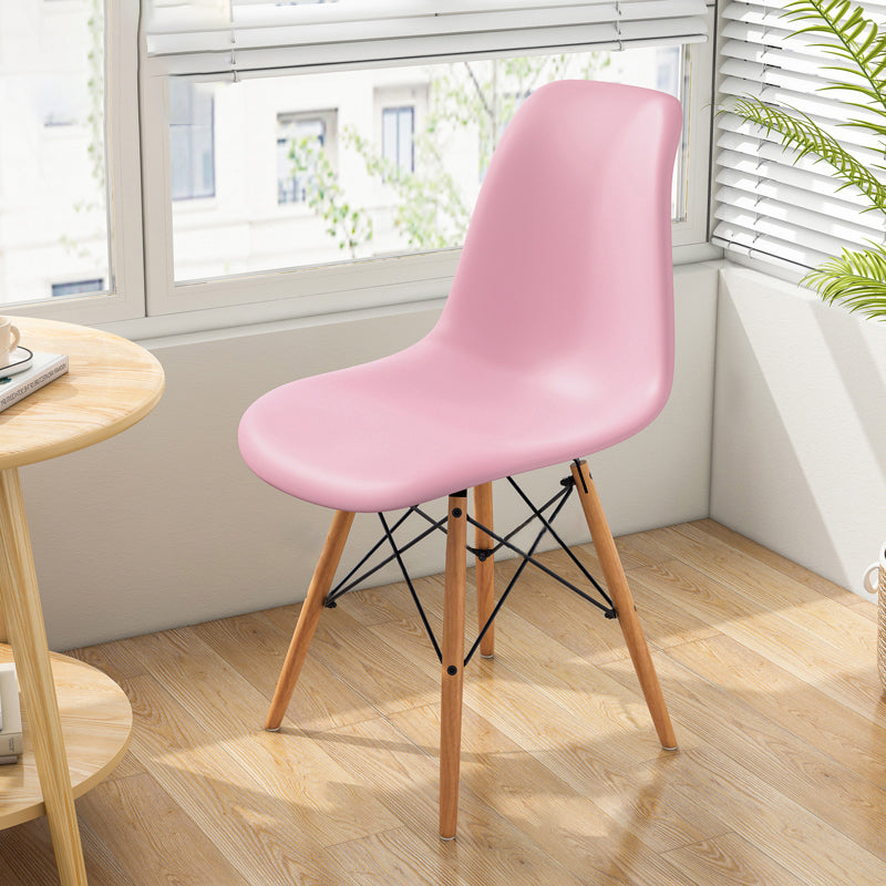 Contemporary Indoor-Outdoor Plastic Side Chair Dining Room Armless Solid Back Chair Pink 1 Piece Clearhalo ' kitchen&dining_furn' 'Dining Chairs' 'Dining Tables & Seating' 'dining_chair' 'Furniture' 'furniture_dining_chair' 'Kitchen & Dining Furniture' 'kitchen' 3755850