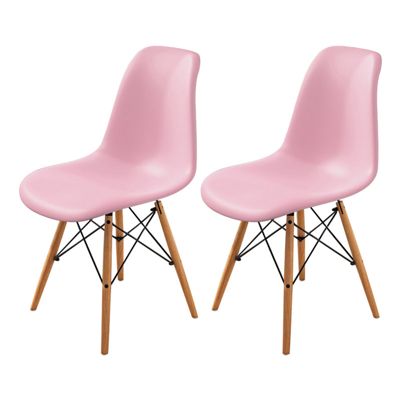 Contemporary Indoor-Outdoor Plastic Side Chair Dining Room Armless Solid Back Chair Pink Set of 2 Clearhalo ' kitchen&dining_furn' 'Dining Chairs' 'Dining Tables & Seating' 'dining_chair' 'Furniture' 'furniture_dining_chair' 'Kitchen & Dining Furniture' 'kitchen' 3755851