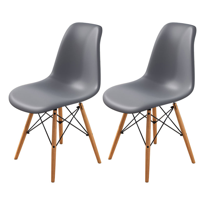 Contemporary Indoor-Outdoor Plastic Side Chair Dining Room Armless Solid Back Chair Grey Set of 2 Clearhalo ' kitchen&dining_furn' 'Dining Chairs' 'Dining Tables & Seating' 'dining_chair' 'Furniture' 'furniture_dining_chair' 'Kitchen & Dining Furniture' 'kitchen' 3755854