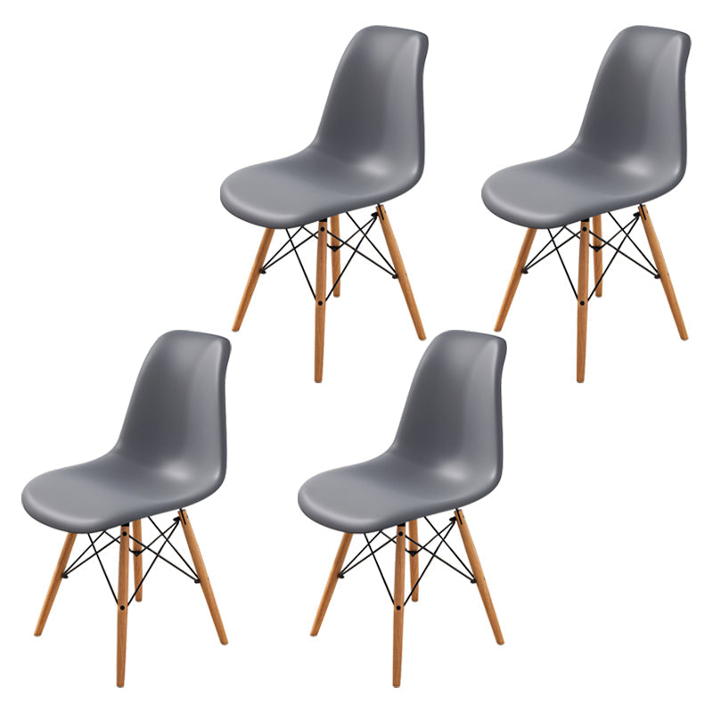 Contemporary Indoor-Outdoor Plastic Side Chair Dining Room Armless Solid Back Chair Grey Set of 4 Clearhalo ' kitchen&dining_furn' 'Dining Chairs' 'Dining Tables & Seating' 'dining_chair' 'Furniture' 'furniture_dining_chair' 'Kitchen & Dining Furniture' 'kitchen' 3755855