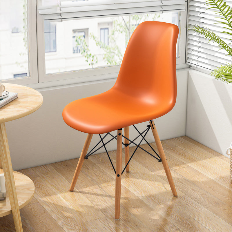 Contemporary Indoor-Outdoor Plastic Side Chair Dining Room Armless Solid Back Chair Orange 1 Piece Clearhalo ' kitchen&dining_furn' 'Dining Chairs' 'Dining Tables & Seating' 'dining_chair' 'Furniture' 'furniture_dining_chair' 'Kitchen & Dining Furniture' 'kitchen' 3755856