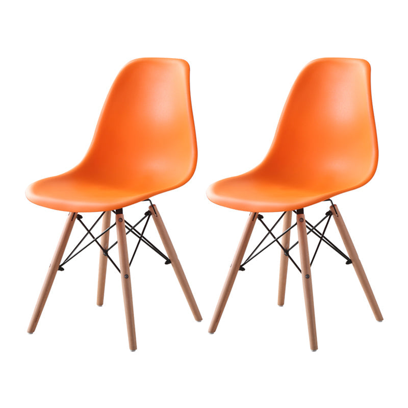 Contemporary Indoor-Outdoor Plastic Side Chair Dining Room Armless Solid Back Chair Orange Set of 2 Clearhalo ' kitchen&dining_furn' 'Dining Chairs' 'Dining Tables & Seating' 'dining_chair' 'Furniture' 'furniture_dining_chair' 'Kitchen & Dining Furniture' 'kitchen' 3755857
