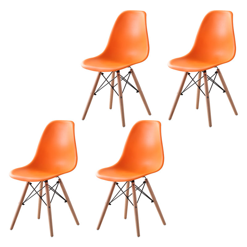 Contemporary Indoor-Outdoor Plastic Side Chair Dining Room Armless Solid Back Chair Orange Set of 4 Clearhalo ' kitchen&dining_furn' 'Dining Chairs' 'Dining Tables & Seating' 'dining_chair' 'Furniture' 'furniture_dining_chair' 'Kitchen & Dining Furniture' 'kitchen' 3755858