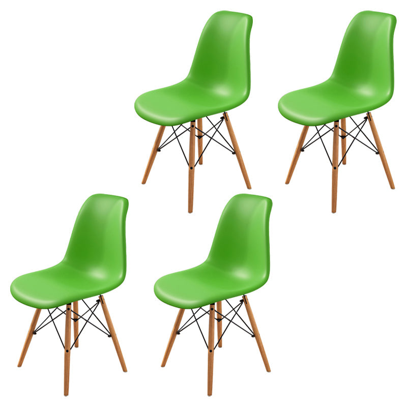 Contemporary Indoor-Outdoor Plastic Side Chair Dining Room Armless Solid Back Chair Light Green Set of 4 Clearhalo ' kitchen&dining_furn' 'Dining Chairs' 'Dining Tables & Seating' 'dining_chair' 'Furniture' 'furniture_dining_chair' 'Kitchen & Dining Furniture' 'kitchen' 3755861