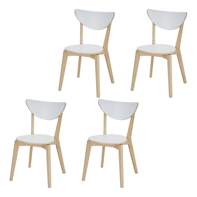 Open Back Armless Dining Chairs Stackable Side Dining Chairs with Wood Legs White-Wood 4 Piece Set Clearhalo ' kitchen&dining_furn' 'Dining Chairs' 'Dining Tables & Seating' 'dining_chair' 'furn' 'furn_dining_chair' 'Furniture' 'furniture_dining_chair' 'Kitchen & Dining Furniture' 'kitchen' 3755878