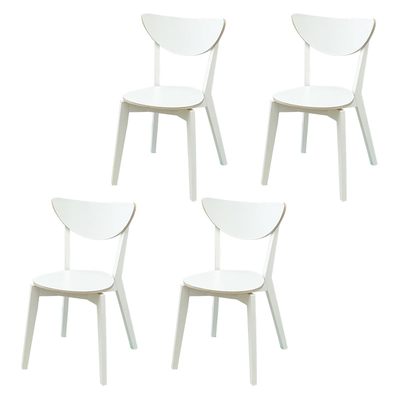 Open Back Armless Dining Chairs Stackable Side Dining Chairs with Wood Legs White 4 Piece Set Clearhalo ' kitchen&dining_furn' 'Dining Chairs' 'Dining Tables & Seating' 'dining_chair' 'furn' 'furn_dining_chair' 'Furniture' 'furniture_dining_chair' 'Kitchen & Dining Furniture' 'kitchen' 3755884