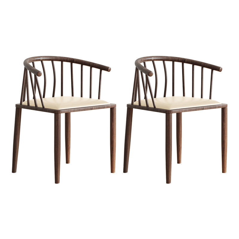Contemporary Metal Dining Room Chairs Upholstered Armchair for Home Use Beige 2 Piece Set Walnut Clearhalo ' kitchen&dining_furn' 'Dining Chairs' 'Dining Tables & Seating' 'dining_chair' 'furn' 'furn_dining_chair' 'Furniture' 'furniture_dining_chair' 'Kitchen & Dining Furniture' 'kitchen' 3755950